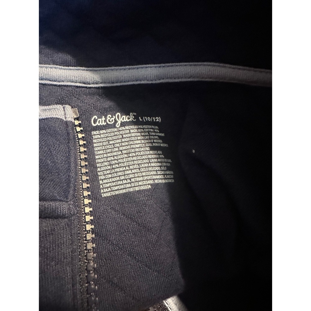 Cat & Jack Kids Navy Blue Quilted Quarter Zip Pullover Sweatshirt Size L 10/12 - Picture 4 of 4